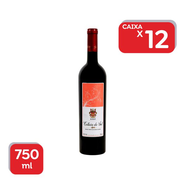 Vinho Nacional Colheita do Sul Bordô Tinto Suave 750ml - 12x750ml.