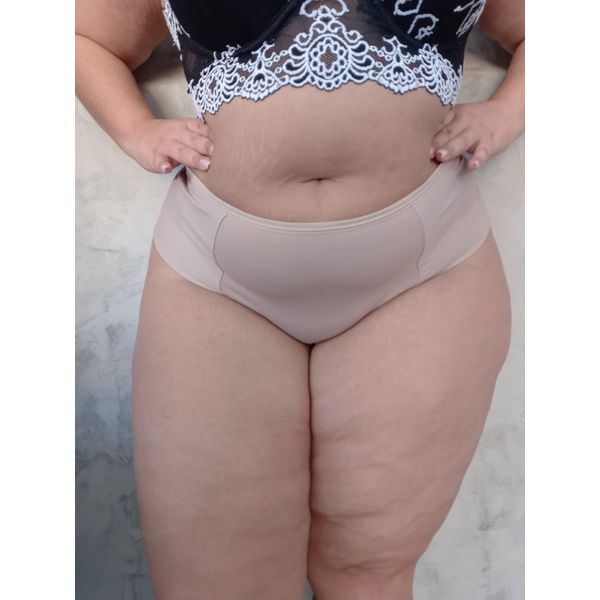 Calcinha Premium Plus Size Chocolate Fio Duplo Com Cós Viés