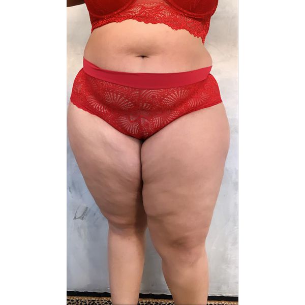 Calcinha Premium Plus Size Vermelha Caleçon Com Cós 013.05