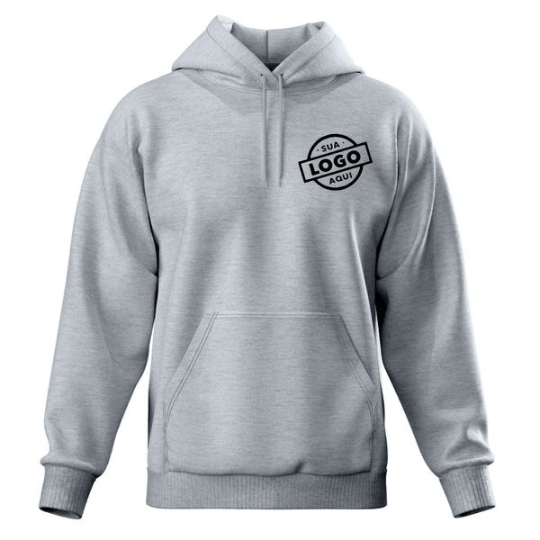 Blusa De Moletom Canguru e Capuz Cinza Personalizado