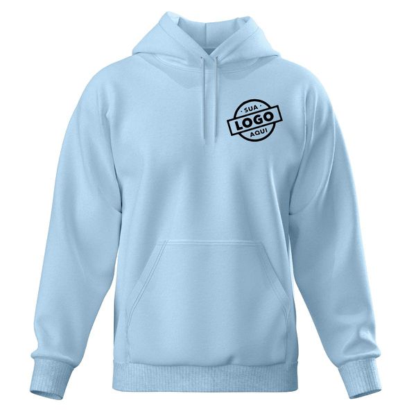 Blusa De Moletom Canguru e Capuz Azul Claro