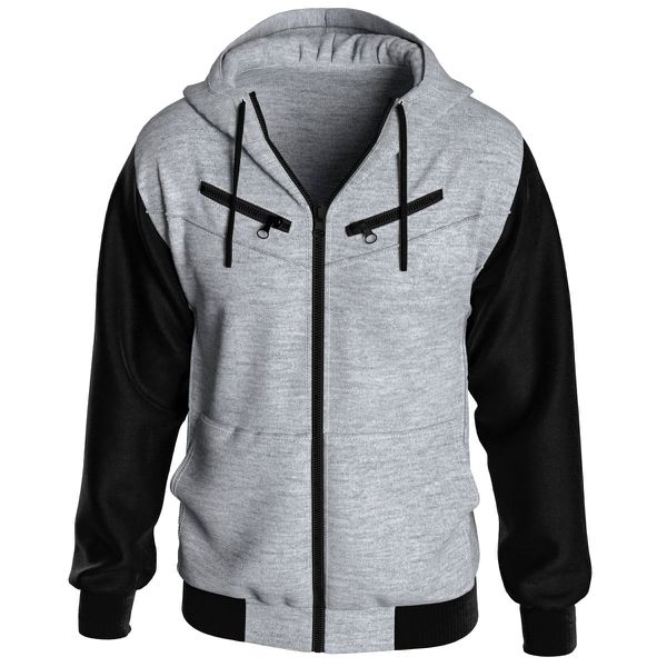 Jaqueta De Moletom 3 Ziper Cinza Masculina