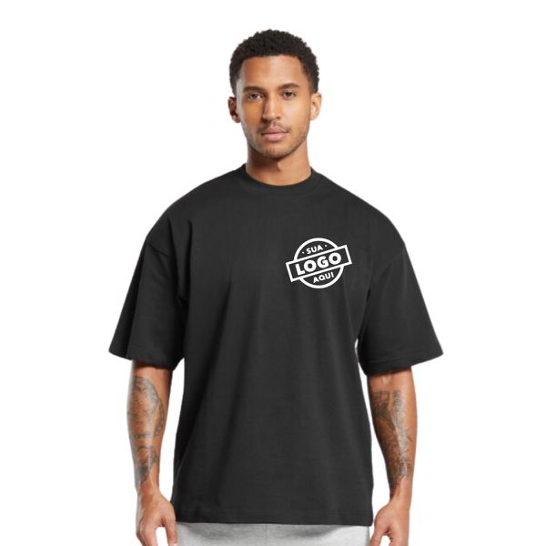 Camiseta Oversized Algodão Masculina Preto Personalizada