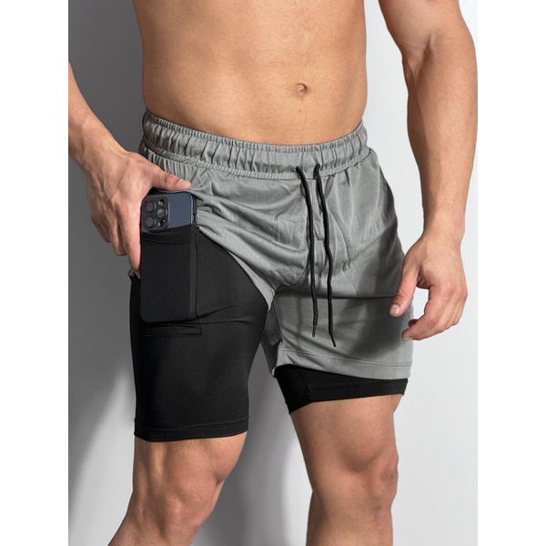 Short Dryfit Termico 2 Em 1 Liso Chumbo