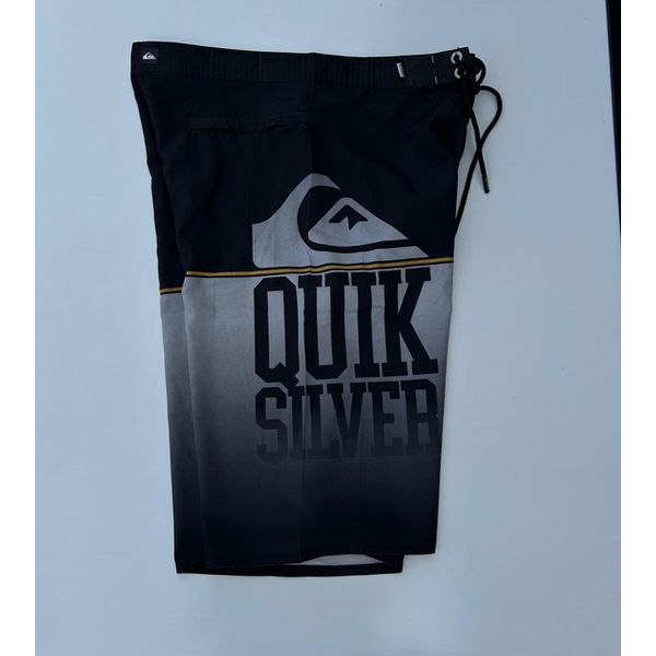 Bermuda Surf Quiksilver Preta/Cinza/Amarelo