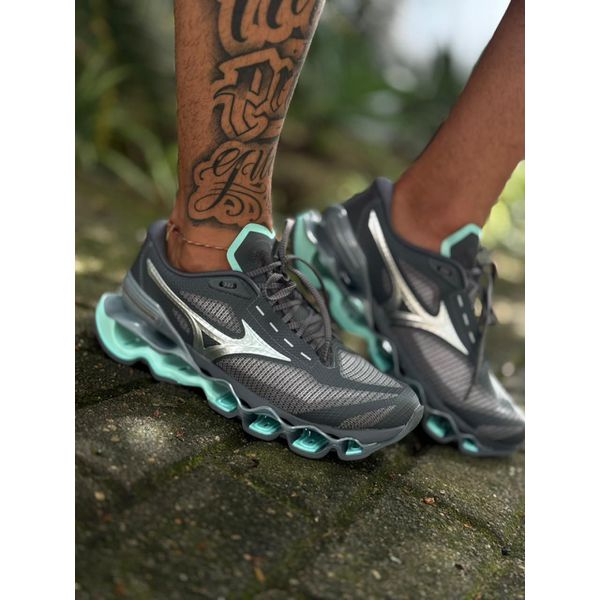 Tênis Mizuno Wave Prophecy 15 Cinza/Ciano