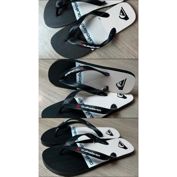 Chinelo Quicksilver Preto Bege Com Faixa Branca
