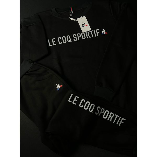 Conjunto Moletom Le Coq S/Capuz Preto/Escrita Cinza