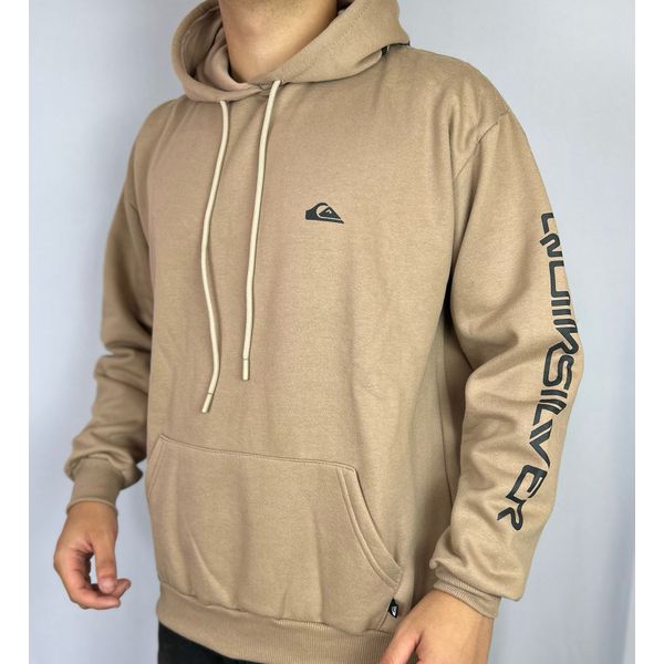Moletom C/Capuz Quiksilver marrom claro basico 