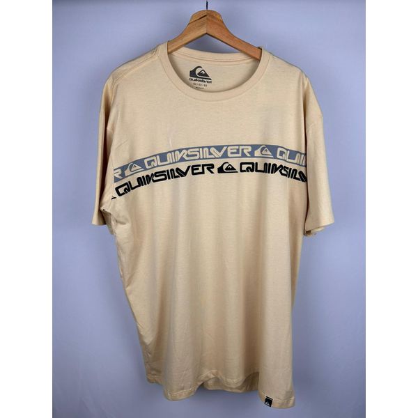 Camisa Quiksilver Bege Escrita No Peito 