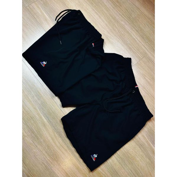 Bermuda Tactel Preta Le Coq Simbolo Com Escrita- Vermelho/Branco/Azul
