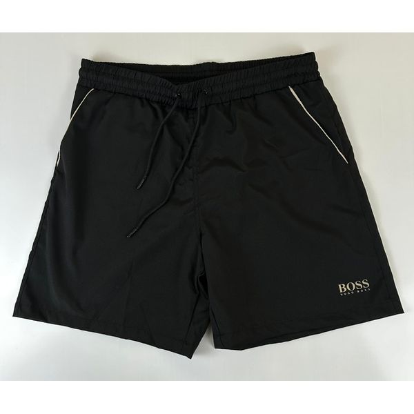 Bermuda Tactel Hugo Boss Preta Simbolo Dourado