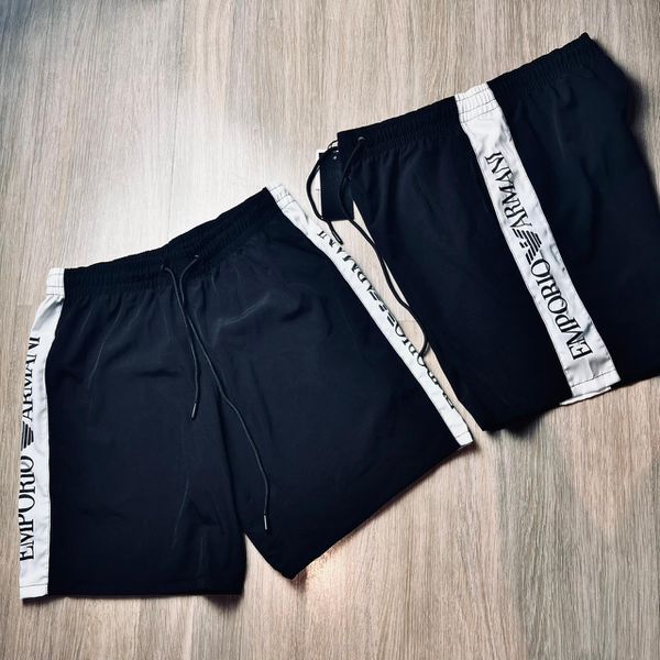 Bermuda Tactel Emporio Armani Preta/Branca