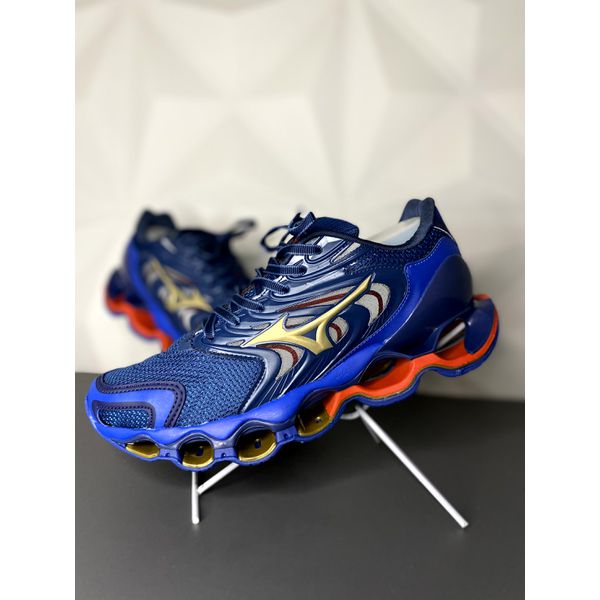 Tênis Mizuno Wave Prophecy 12S - Azul/Ouro