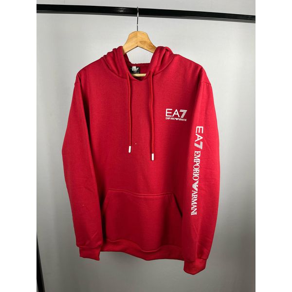 Moletom C/Capuz Armani EA7 Vermelho com escrita na manga 