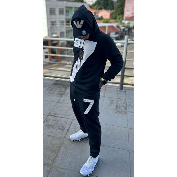 Conjunto de Moletom C/Capuz Armani EA7 Preto