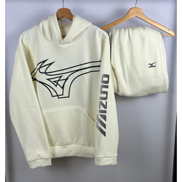 Conjunto de Moletom C/Capuz Mizuno off white