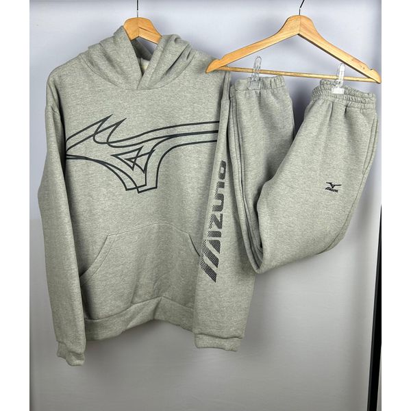 Conjunto de Moletom C/Capuz Mizuno cinza