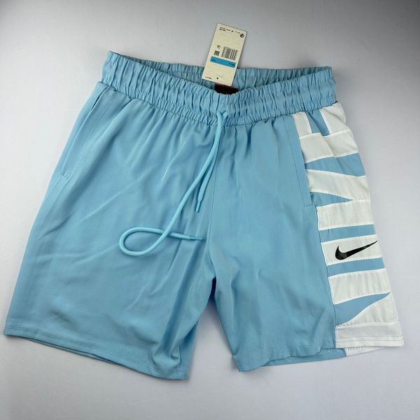Bermuda Tactel nike azul com detalhe no canto direito 