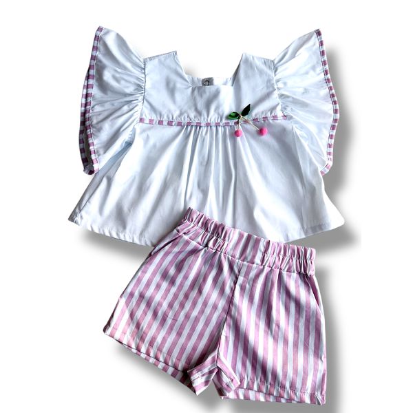 Conjunto Melinda listras rosa