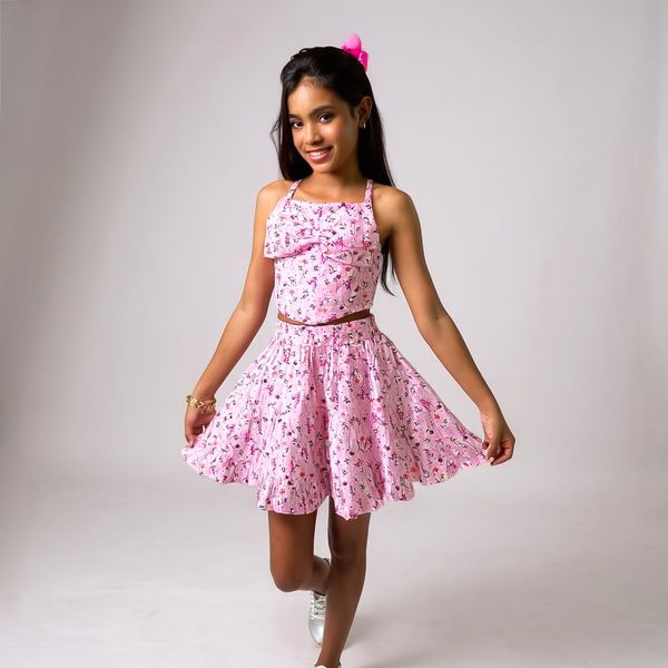 CONJUNTO DAFYNE FLORAL ROSA