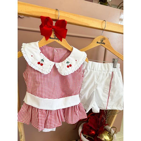 Conjunto Katy 2 - xadrez vermelho Copia