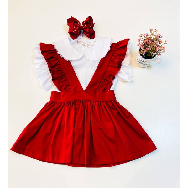 Jardineira Lany - Vermelho-branco