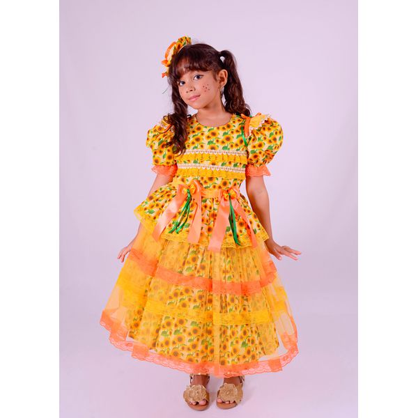 Vestido Junino luxo Rainha do milho - estampa exclusiva digital
