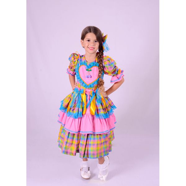 Vestido Junino luxo Flor de liz - estampa exclusiva digita