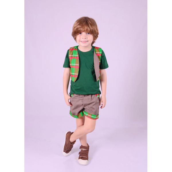 Conjunto colete com short xadrez 2
