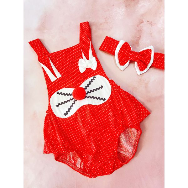 Romper Babado Coelho - Coral