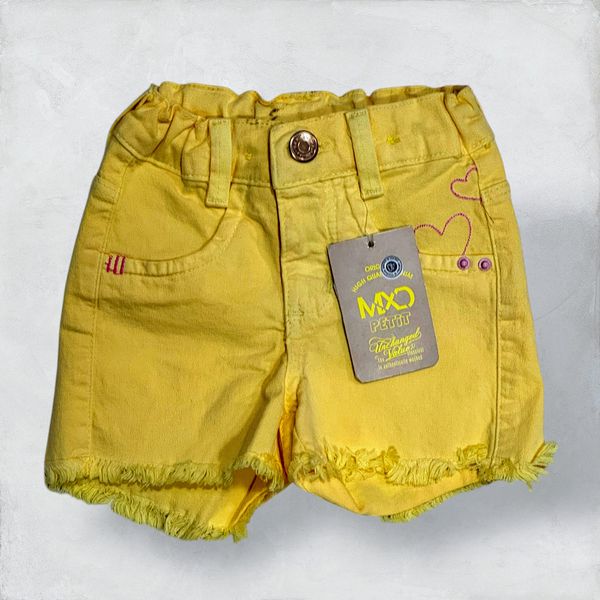 SHORT JEANS CURTO FEMININO AMARELO