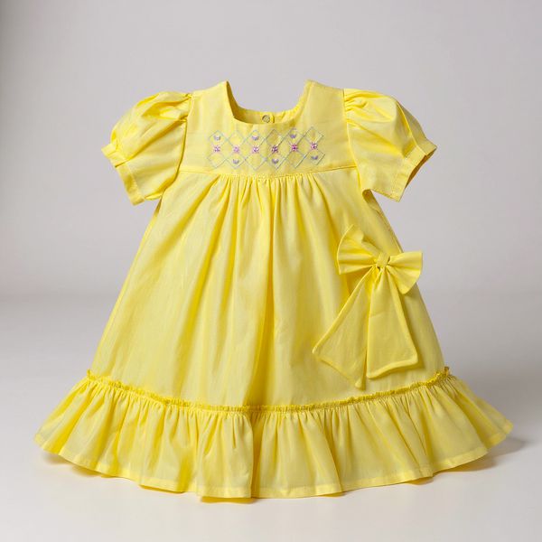 Vestido Evelin Bordado -amarelo 