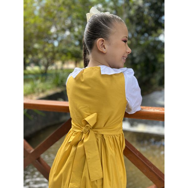 Vestido Botões Com Blusa -mostarda