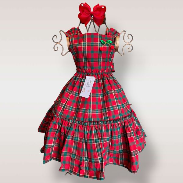 Vestido Thailla xadrez natalino 