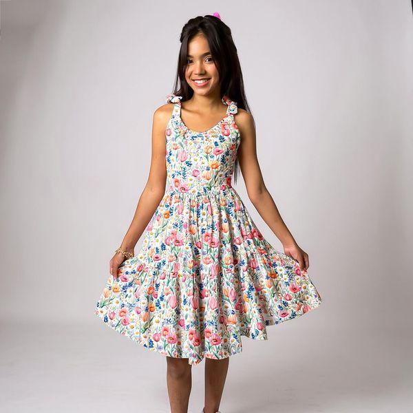 Vestido vanessa floral salmão