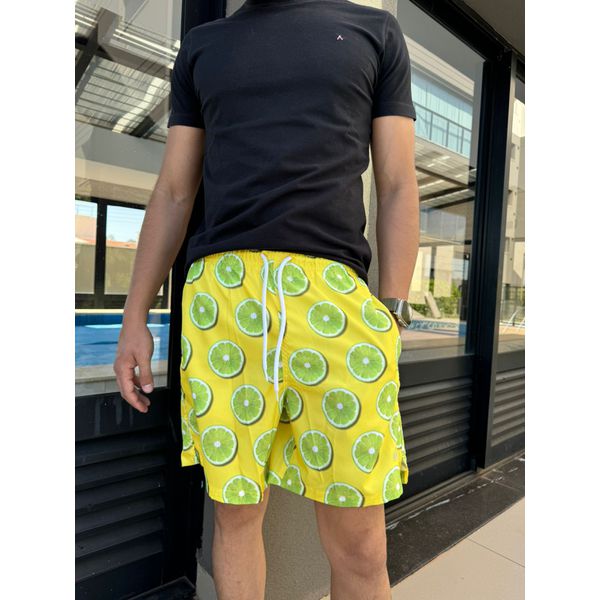 Short Estampado Tropical Amarelo