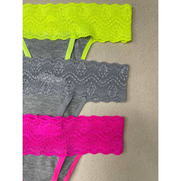 Kit Tanga Cotton Renda Neon