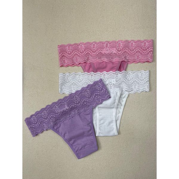 Kit Tanga Cotton Renda Color