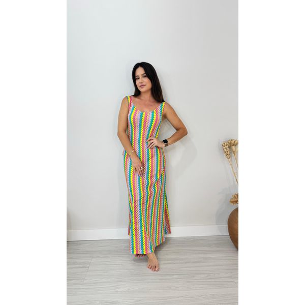 Vestido Longo Croche Am/Rosa
