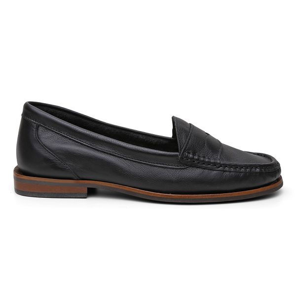 Mocassim Feminino Clássico em Couro Cor Preta