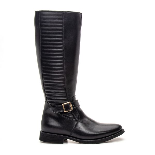 BOTA MONTARIA METALASSÊ FEMININA COURO PRETO