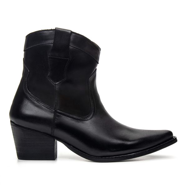BOTA FEMININA WESTERN CANO BAIXO COURO PRETO