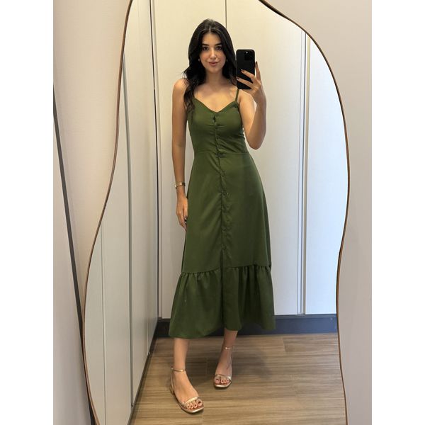 Vestido Botão midi Verde