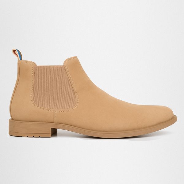 Botina Chelsea Colorado Masculina Couro Legítimo Nobuck - Areia