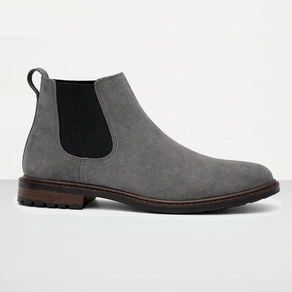 Botina Chelsea Colorado Masculina Couro Legítimo Nobuck - Cinza
