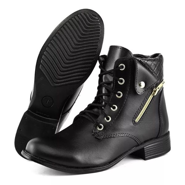 Bota coturno feminino cano curto best sale medio com ziper lateral