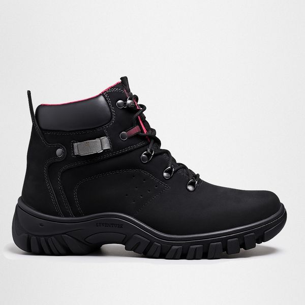 Bota Adventure Eagle Masculina em Couro com C.A - Preto e Rosa