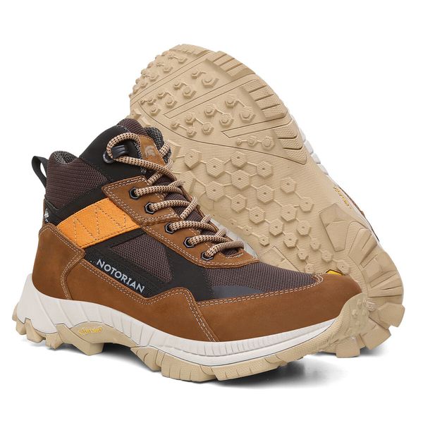 Bota Masculina Adventure Alive em Couro Legítimo Cano Alto - Caramelo