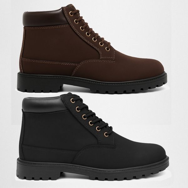 2 Botinas Arizona Masculina Couro Nobuck - Café + Preto
